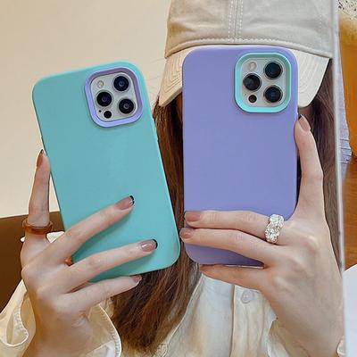 Şeker Renk Yumuşak Sıvı Silikon Telefon Kılıfı Iphone 14 13 12 11 Pro Max Xs Max Xr X Artı Darbeye Dayanıklı 2 In 1 Tampon Arka Kapak