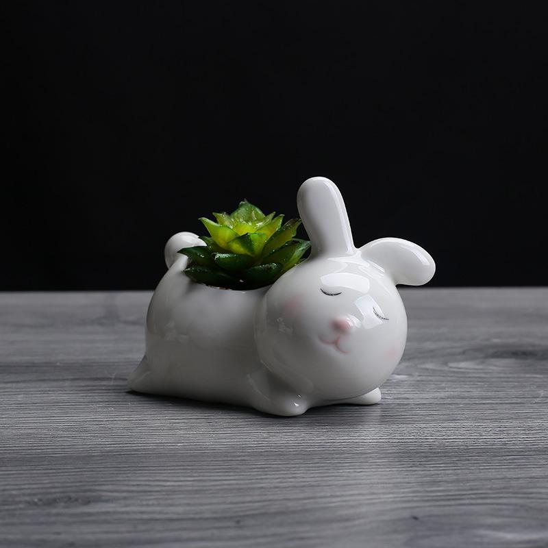 Creative Home Gardening Ceramic Succulent Flower Pot, Cute Desktop Potted Plant New Animal Ceramic Flower Pot Ornament