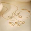 Light Luxury High-end Zircon Flower Earrings with Mother-of-Pearl Petal Pendant, Women's Necklace and Bracelet Set