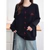 Plus Size Women Long Sleeve Knit Cardigan Sweater With Heart Button