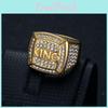 Goldplated American Steel European Titanium Rhinestone Hiphop King Mens Ring