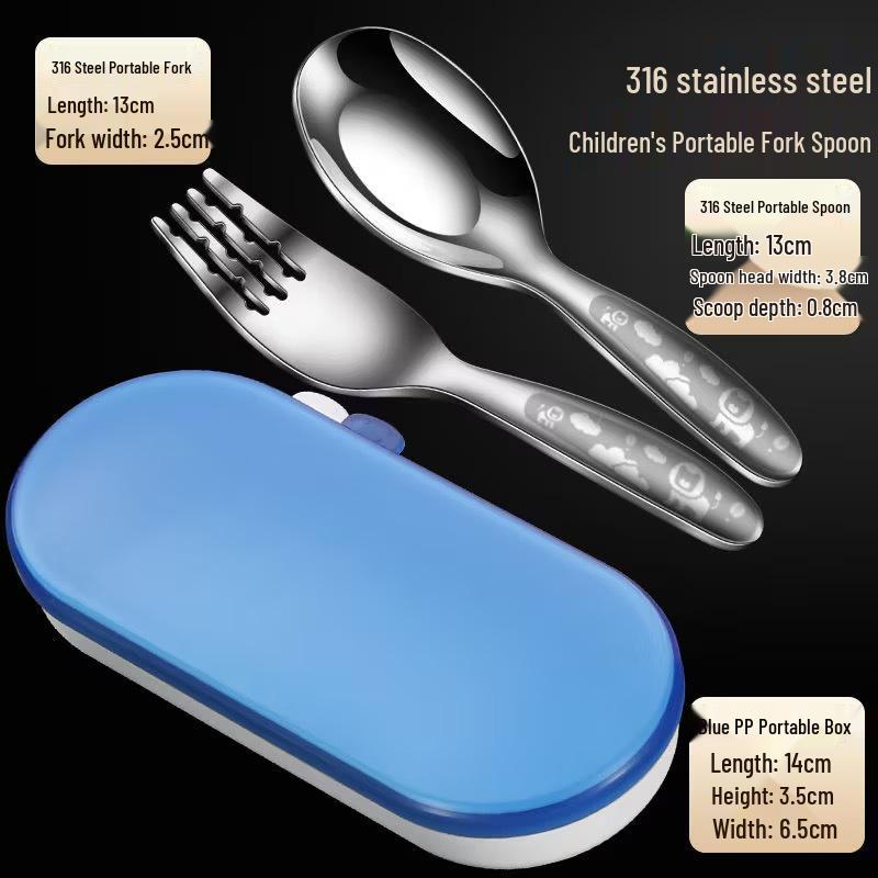 316 Stainless Steel Baby Spoon & Fork Set - Creative Cute Design, Ideal for Complementary Food, Soup, and Ladles.