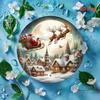 Vintage Santa Claus Sleigh Metal Wall Decor 2D Flat Christmas Decoration Reindeer Winter Village Tin Sign
