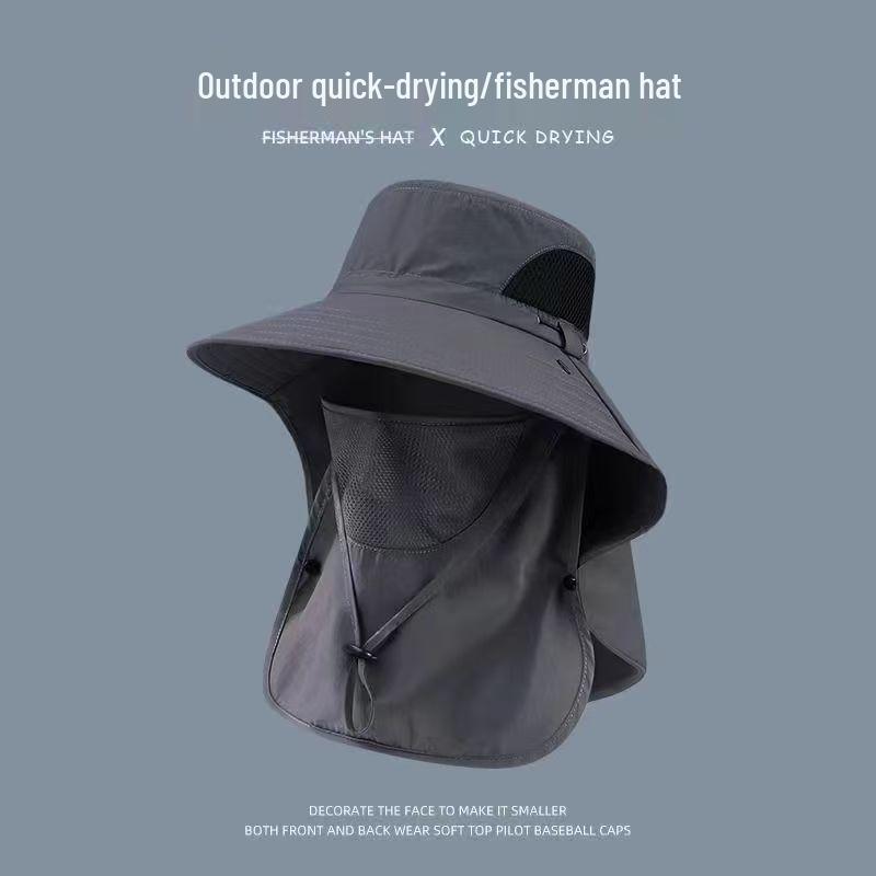 Popular Japanese-Style Men's Wide Brim Sunshade Hat for Fishing, Mountaineering, and Jungle Adventures