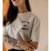 Swim Co Niche Style American Retro Print Design Athleisure Idle Style All Cotton Short Sleeve T-shirt Female