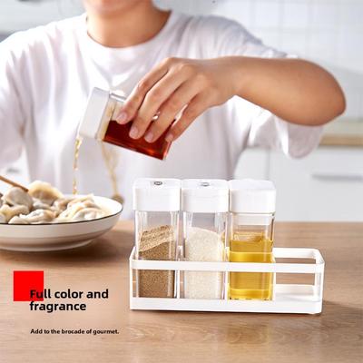 Boîte d'assaisonnement pour cuisine japonaise: Bouteille d'huile et pot à épices étanche à l'humidité à 4 compartiments