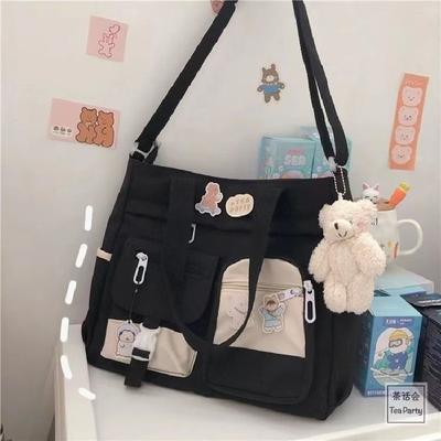 Fashion Canvas Women Handbags Shoulder Bag Japanese Students Crossbody School Bags for Girls Solid Nylon Ladies Messenger Bag