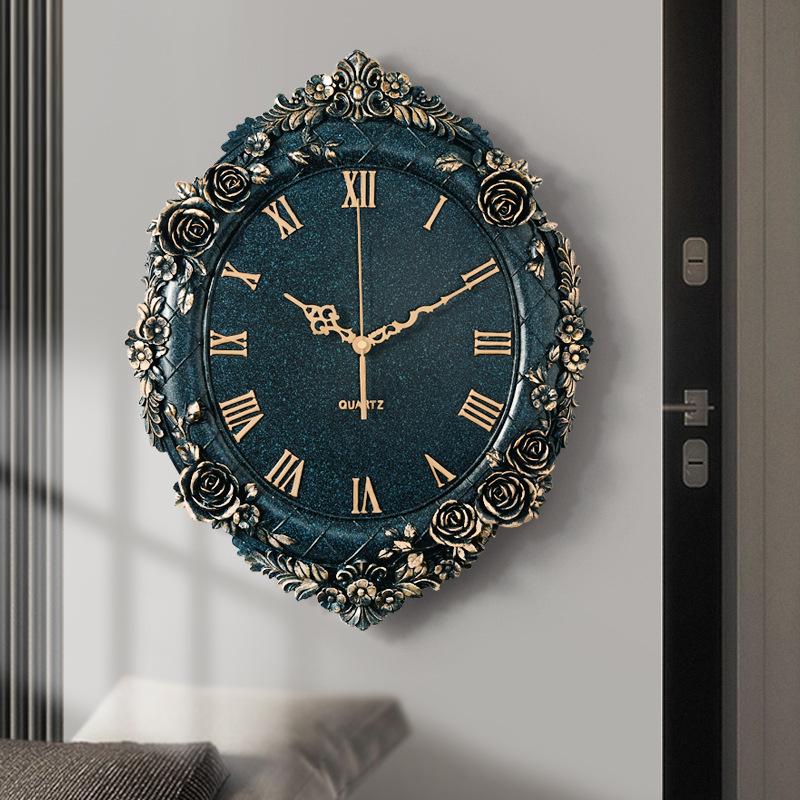 Retro Wall Clock Decoration Silent Living Room Wall Watch Fashion Dining Room Clock Light Luxury Home Decoration Accessories