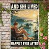 Vintage Metal Sign She Lived Happy X Inch Wall Art for Home Bar Garage Cafe
