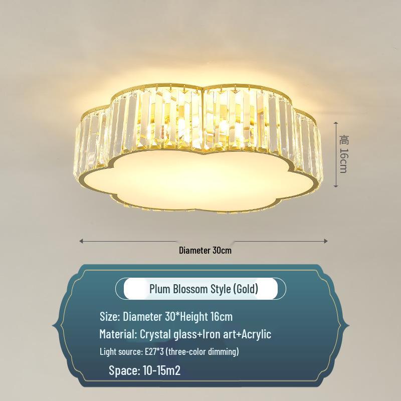 Modern Minimalist Round LED Crystal Ceiling Light for Bedroom, Living Room, Dining Room, and Study