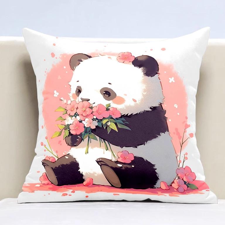 Cute Panda Pillowcase Dormitory Decoration Office Living Room Sofa Home Pillowcase
