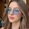Oversized Square Women's Sunglasses Fashion Metal Large Frame Men's Sunglasses Personalized Curved Glasses Driving Goggles UV400