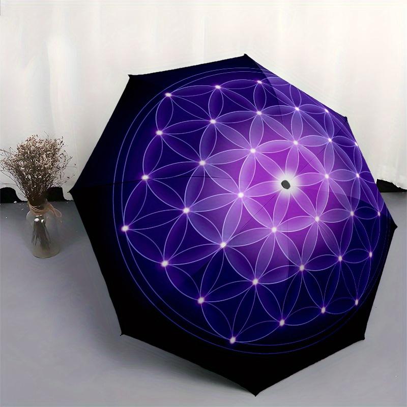 Flower of Life Sacred Geometry StickerUmbrella, Portable 3-Fold Compact Umbrella,Christmas Gift ES434