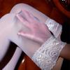 8D Oil Shiny Thigh High Stockings Floral Lace Top Silicone Hold Up Medias Women Sexy Transparent Underwear Party Hosiery