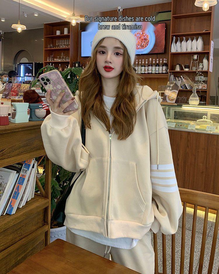 Women's Casual Korean Style Hoodie & Wide-Leg Pants Set - Slimming & Trendy for Autumn/Spring