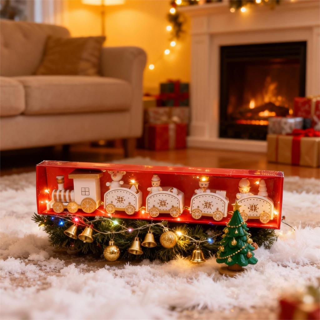 NUOLUX Mini Train Christmas Snowman Wooden Mini Snowman Garden Decorative Gift for Perfect for and Indoors Figurine, Ornament, Ornament, House, Toy,