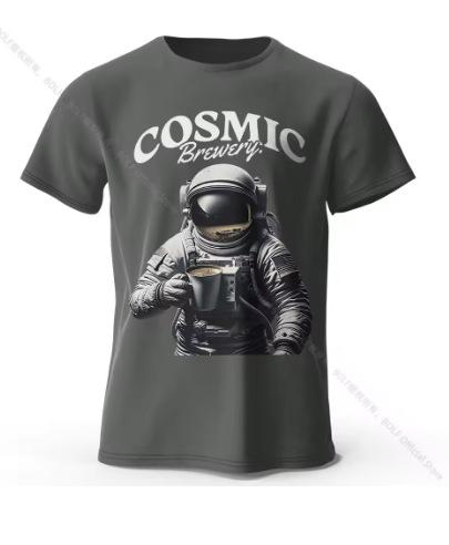Mens Cosmic Brewery Print T-Shirt Oversized Street Graphics T-Shirt