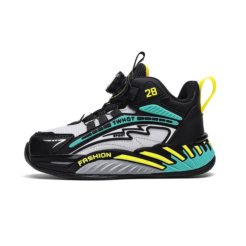 Autumn Winter Leather Sneakers Children Rotary Buckle Casual Sports Shoes Kids Trainers Comfortable Non-slip Children's Sneakers