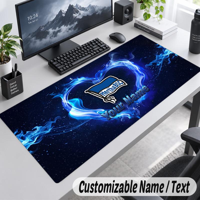 Custom Name Text Mouse Pad Hertha Bsc Personalized Desk Pad For Work And Gaming