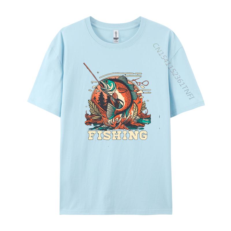 Fishing TShirt NEW YEAR DAY All Cotton Tops Tees Printed Tshirts Cheap Tshirts Oversized T Shirt Men