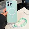 Luxury Candy Color With Lanyard For Magsafe Case for 17 16 15 14 12 11 13 Pro Max Plus Air Wireless Charge Magnetic Cover
