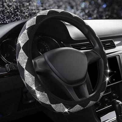 Nova Capa de Volante Meio Diamante - Universal, Antiderrapante, Design Fofo Coreano para Verão e Todas as Estações