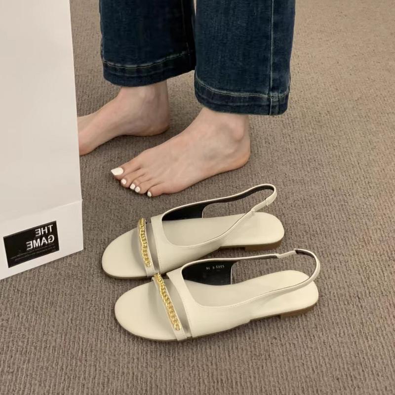 Women's Summer Sandals Luxury Artificial Leather Casual Barefoot For Women 2024 Comfortable Flats Outdoor Fashion Open Toe Shoes