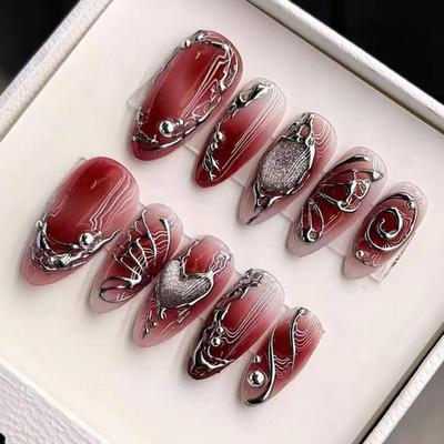 Red Y2K Wearable Nail Tips: High-End Autumn & Winter False Nails, Hot-Selling Fashion Nail Art