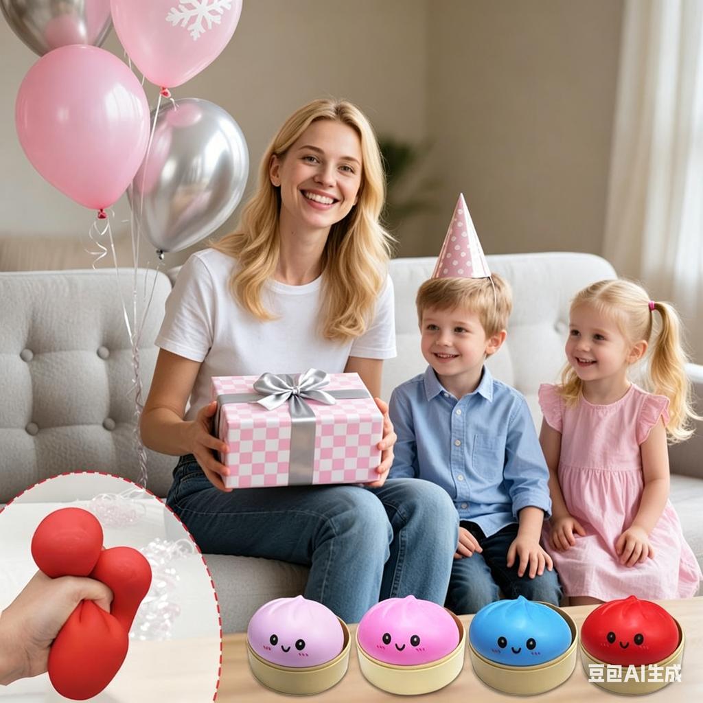 Stress Relief Toys Giant Dumpling Squishy, Soft Squeeze Toy for Adults & Kids, Cute Smile Face Decompression Toy with Storage Box