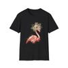 Flamingo Tropical Floral Watercolor Black Tee Nature Aesthetic T-Shirt
