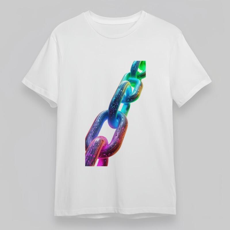 

Men s Trend Classic T-Shirt Multicolor Gradient Chain Links Graphic Oversize Tee L