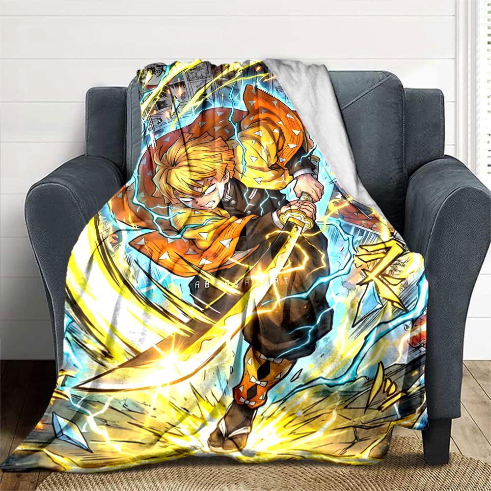 1pc Agatsuma Zenitsu Blanket, Gift, for Men and Women, Soft Blanket, Good for Sofa Bed Couch Travel, Lightweight Flannel Blanket