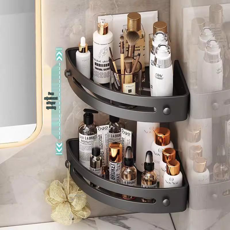 Wall-Mounted No-Drill Triangle Bathroom Storage Shelf