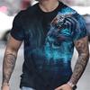 Tiger Print T-Shirt 3D Animal Men's Shirts Summer Short Sleeved Male Pullover Oversized T-shirts Casual Tops Tees Men Clothing Shirt