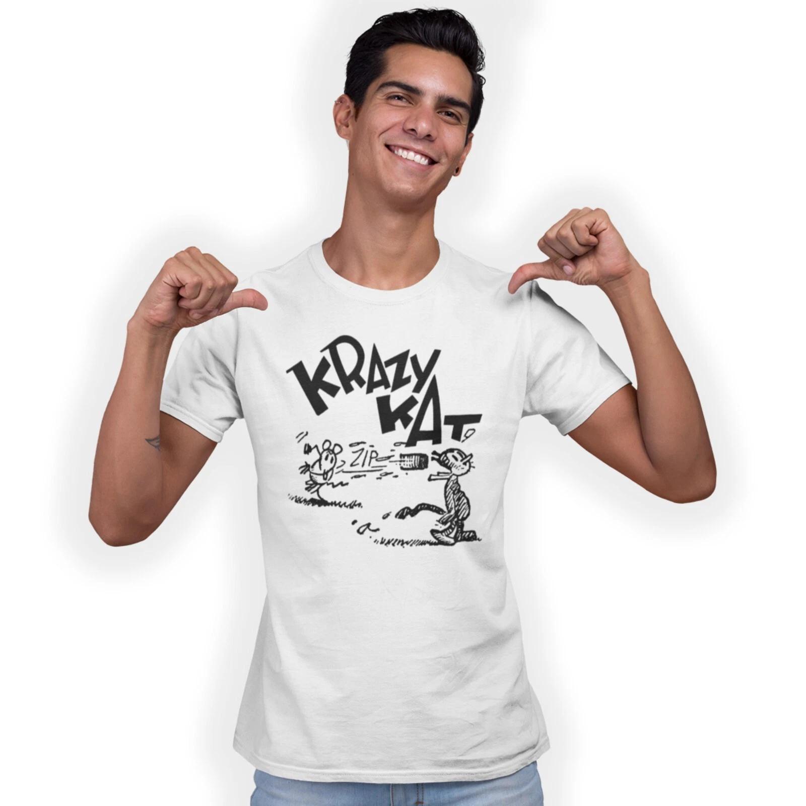 Krazy Kat and Ignatz Hand Printed T-Shirt Fun Birthday Gift 4XL