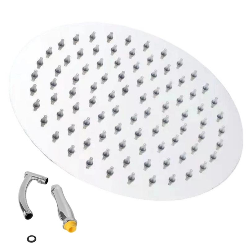 Högtryck Regnduschhuvud Rostfritt Stål Duschhuvud Förlängare Stor Böjd Duschförlängning Lätt att Installera