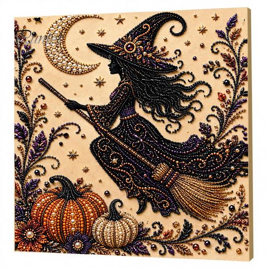 Pumpkin Wall Art Ghost Faux Pearl Kit, Halloween Painting DIY Autumn Home Decor 3D Spooky Skull Craft Kit for Adults Beginners, Fall Handmade