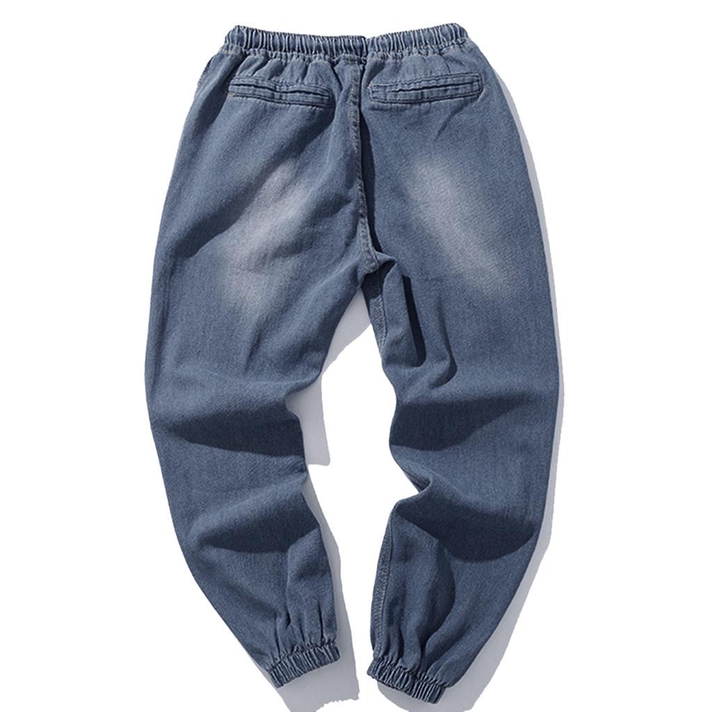 Men's Casual  Denim Cotton Vintage Wash Hip Hop Work Trousers Jeans Pants
