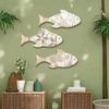 3 Stück Holzfisch Nautische Wanddekoration, Vintage Strand Küsten Thema Fisch Wandkunst, Rustikale Bauernhaus Hängende Skulptur für Seehaus, Badezimmer