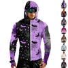 Men's Casual Raglan Sleeve Hooded Long Sleeve Sun Protection Jacket Full Zip Lightweight Outdoor Hoodie with Halloween Bat and Star Print