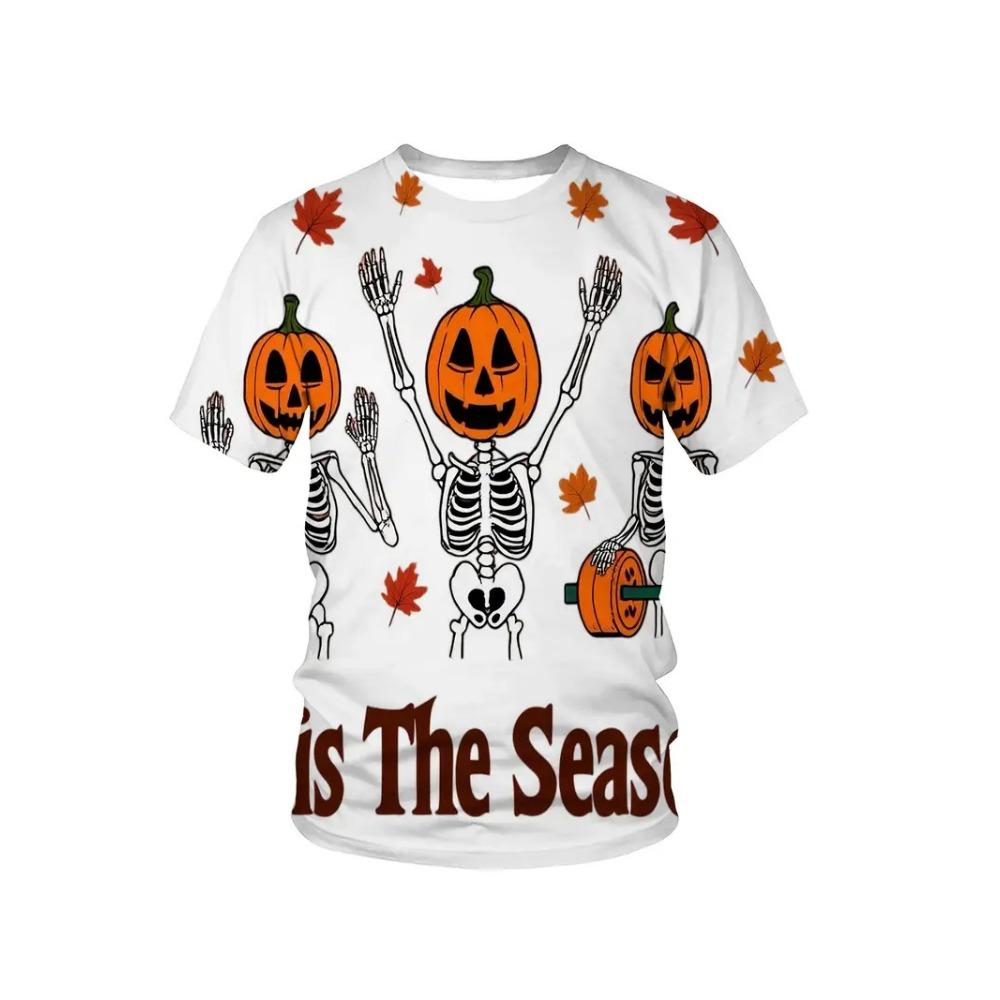 Goth Horror Joker Skull 3D Printed Men's T-Shirts Summer Street Short-Sleeve Outdoor Casual Tops Men's and Women's Tees Top