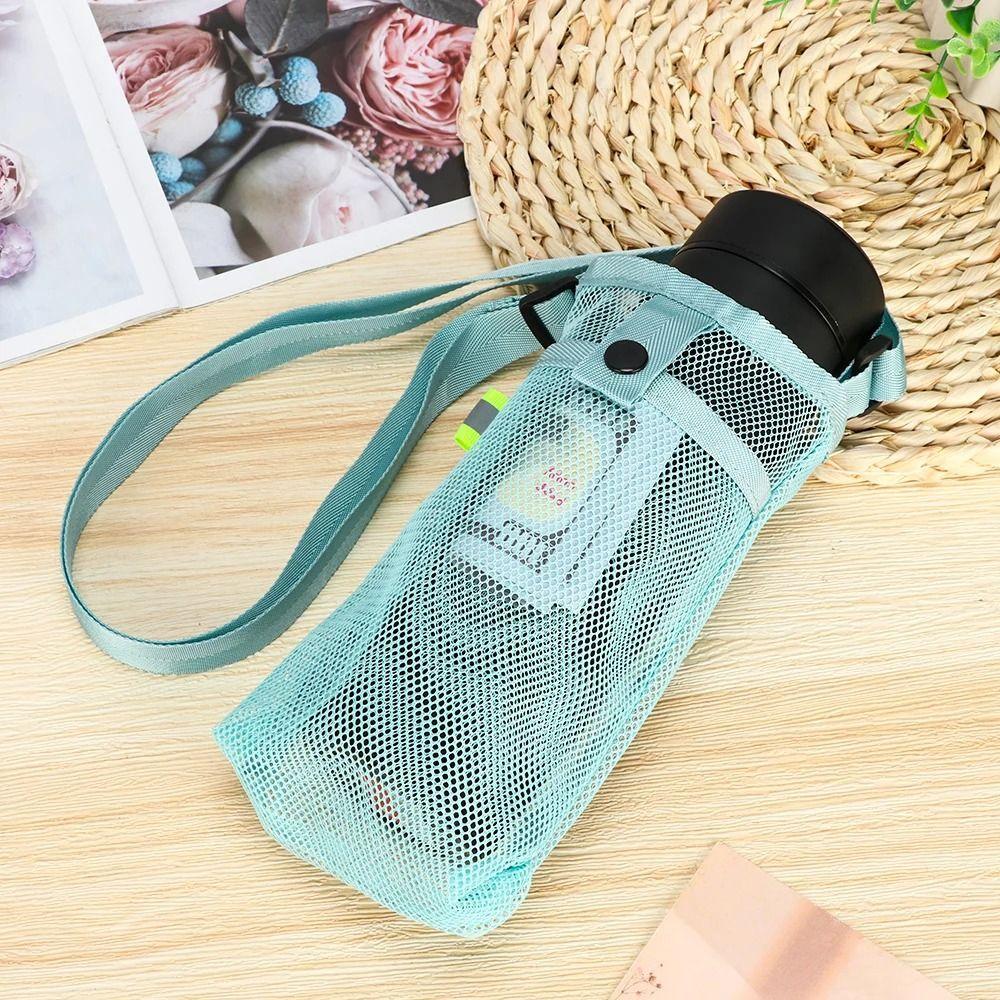 with Strap Sport Water Bottle Cover Mesh Cup Sleeve Pouch Mobile Phone Bag  For Camping