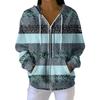 Women's Casual Fashion Long-Sleeved Zip-Up Christmas Print Knitted Hoodie