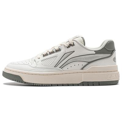 Li Ning Rookie Comfortable Cushioning Lightweight Low Top Vintage Basketball Shoes Unisex White Gray ABCU001-1