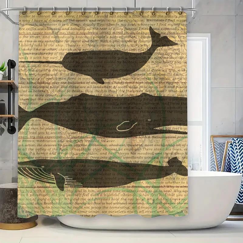 Vintage Line Art Shower Curtain with Botanical Print: Lavender, Eucalyptus Wildflowers High-Quality Fabric Bath Decor In White C