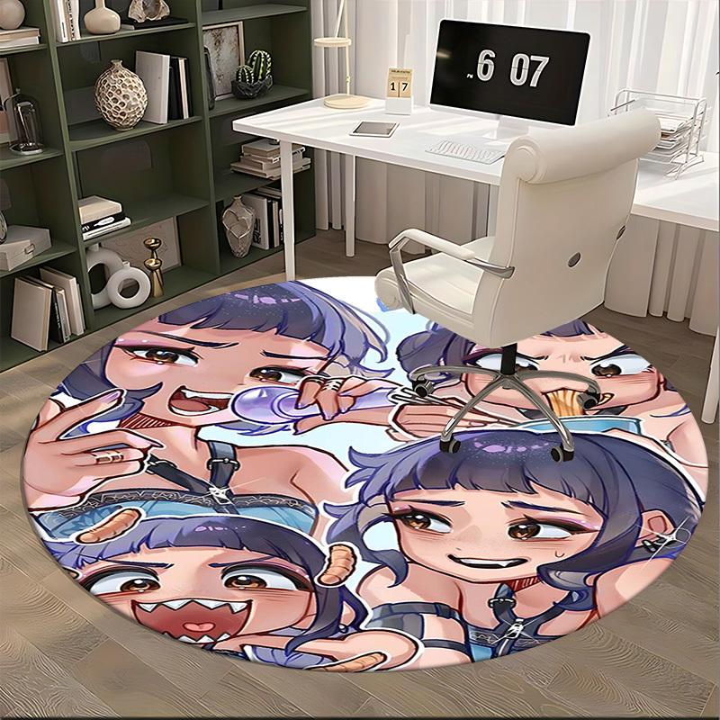 1pc Anime Design Round Carpet - Office Chair Mat, Non-Slip Rug for Home Decor, Living Room