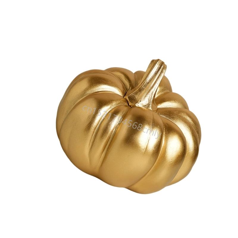 Gold Pumpkin Autumn Decors Decorative Pumpkin for Halloween Thanksgiving Mantles 6XDE