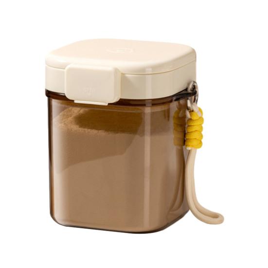 Lata de Leite em Pó com Separador de Colher Design de Vedação Tripla à Prova de Umidade e Luz Tanque Portátil com Alça Recipiente de Armazenamento 400ml 800ml