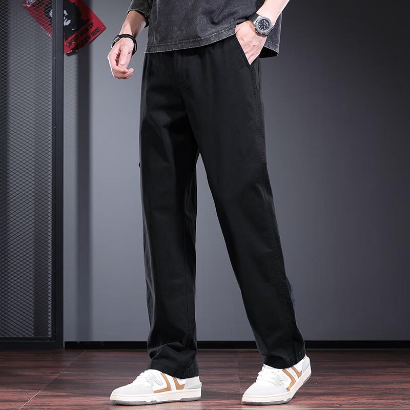 Jieluono Men's Pure Cotton Straight-Leg Casual Workwear Pants