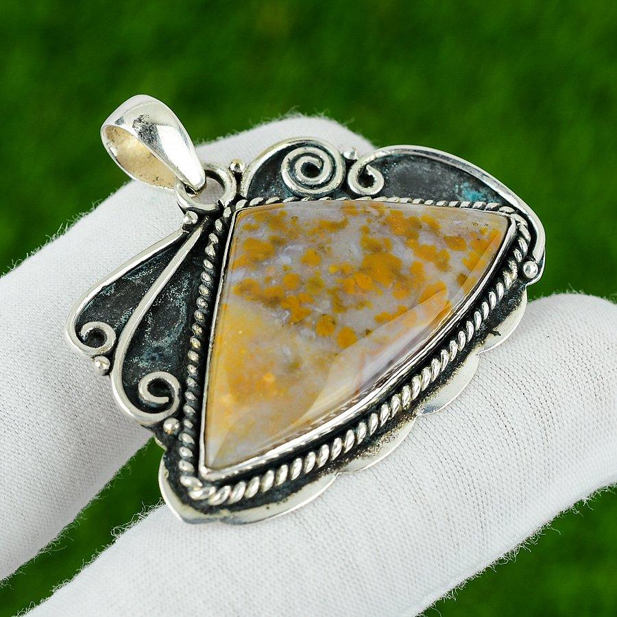 

Gift For Women Pendant 925 Sterling Silver Natural Polka Dot Agate Gemstone